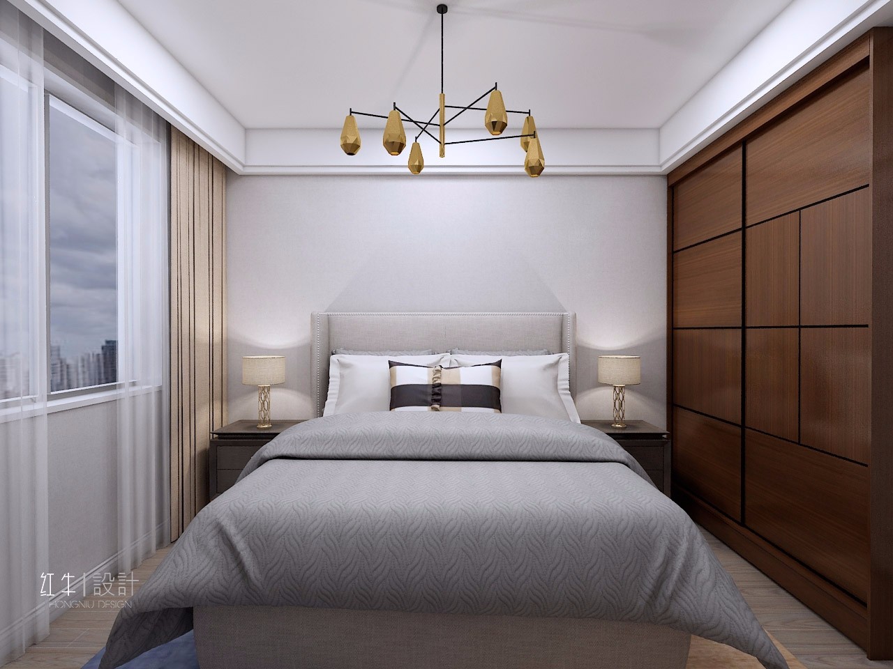 南京保利國際社區(qū)95平米現(xiàn)代簡約風(fēng)格裝修05主臥_水印
