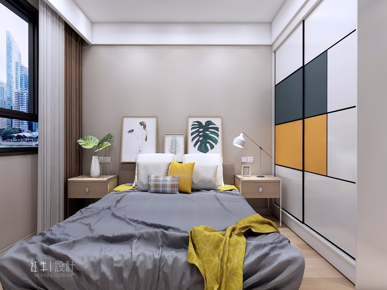 南京保利國際社區(qū)88平米現(xiàn)代簡約風格裝修07次臥_水印