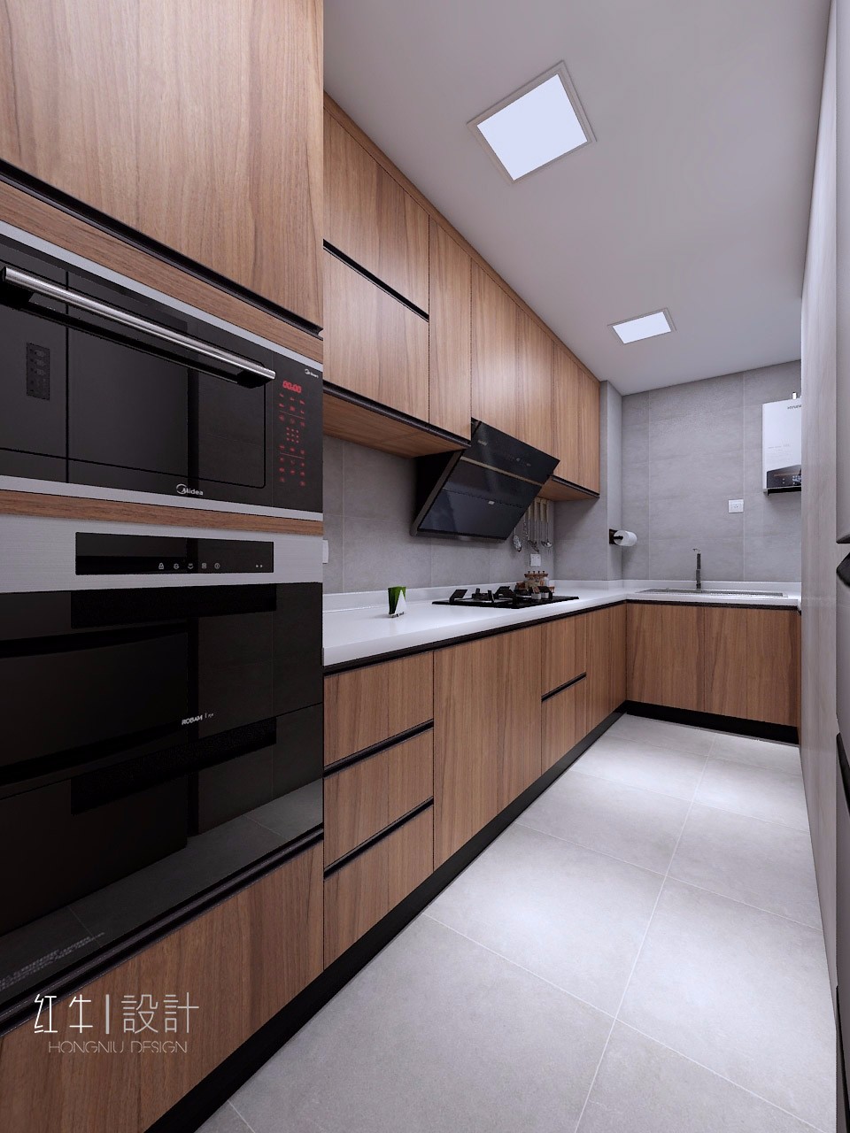 南京保利國際社區(qū)88平米現(xiàn)代簡約風格裝修08廚房_水印