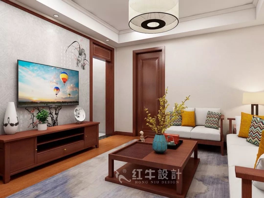 南京老房翻新--兩室一廳變一室兩廳13劉曉芳_寧工新寓60㎡現(xiàn)代中式風格二手房裝修效果圖_客廳