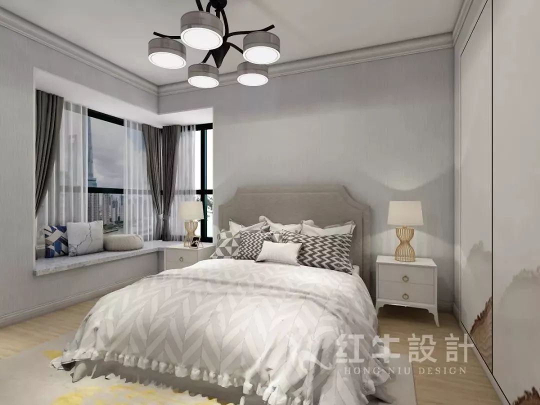 南京老房翻新--即便少掉一個衛(wèi)生間，也要單獨的衣帽間！15仇美蓉_康盛花園115㎡輕奢風(fēng)格裝修效果圖_主臥