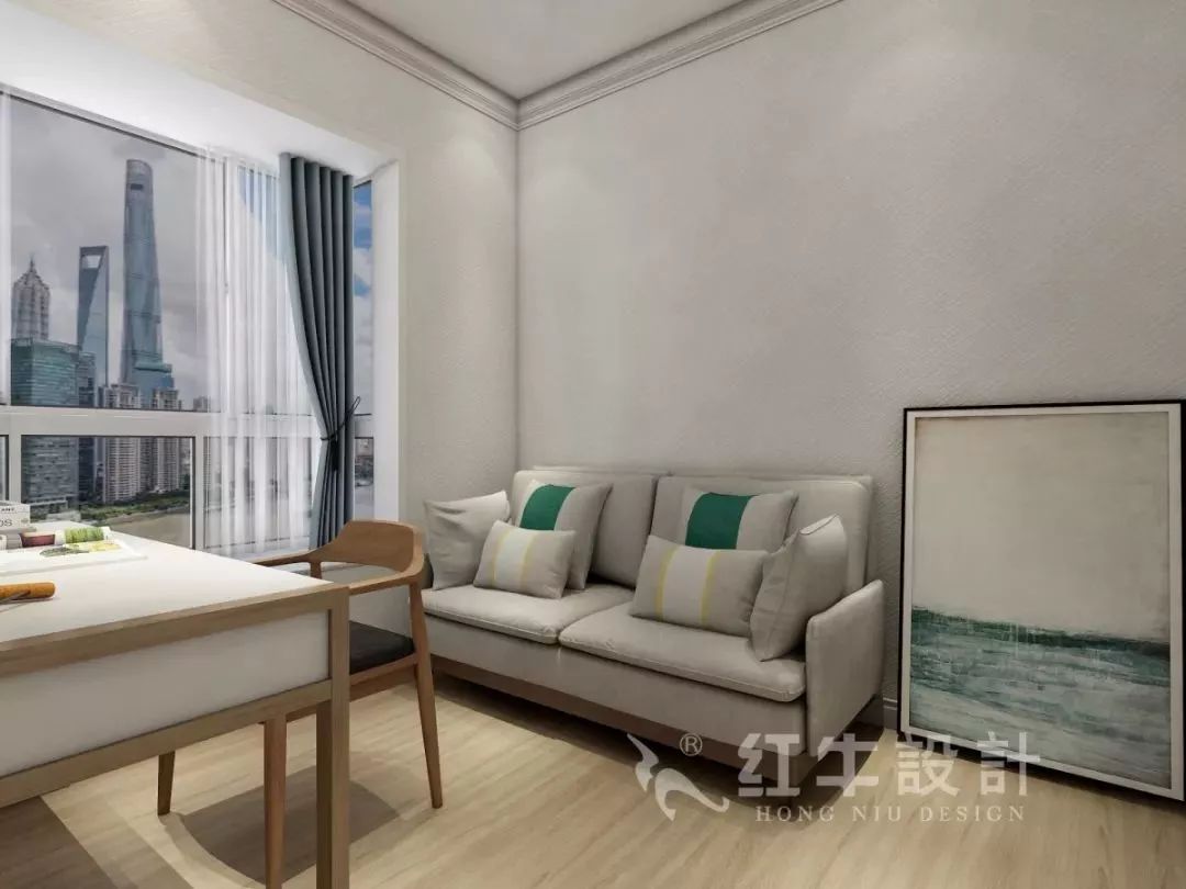 南京老房翻新--即便少掉一個衛(wèi)生間，也要單獨的衣帽間！17仇美蓉_康盛花園115㎡輕奢風(fēng)格裝修效果圖_書房