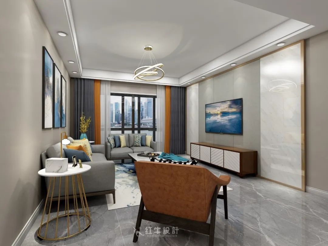 熊皓宇_同曦國際廣場140㎡輕奢風(fēng)格--改善性住房應(yīng)該這樣設(shè)計(jì)04客廳設(shè)計(jì)_客廳電視背景角度