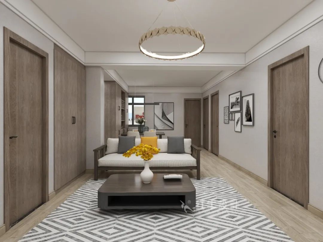 劉萍萍_花崗鴻福城132㎡現(xiàn)代簡約風(fēng)格_兩套小戶型打通變大宅，中西雙廚房+衣帽間打造品質(zhì)生活！06客餐廳