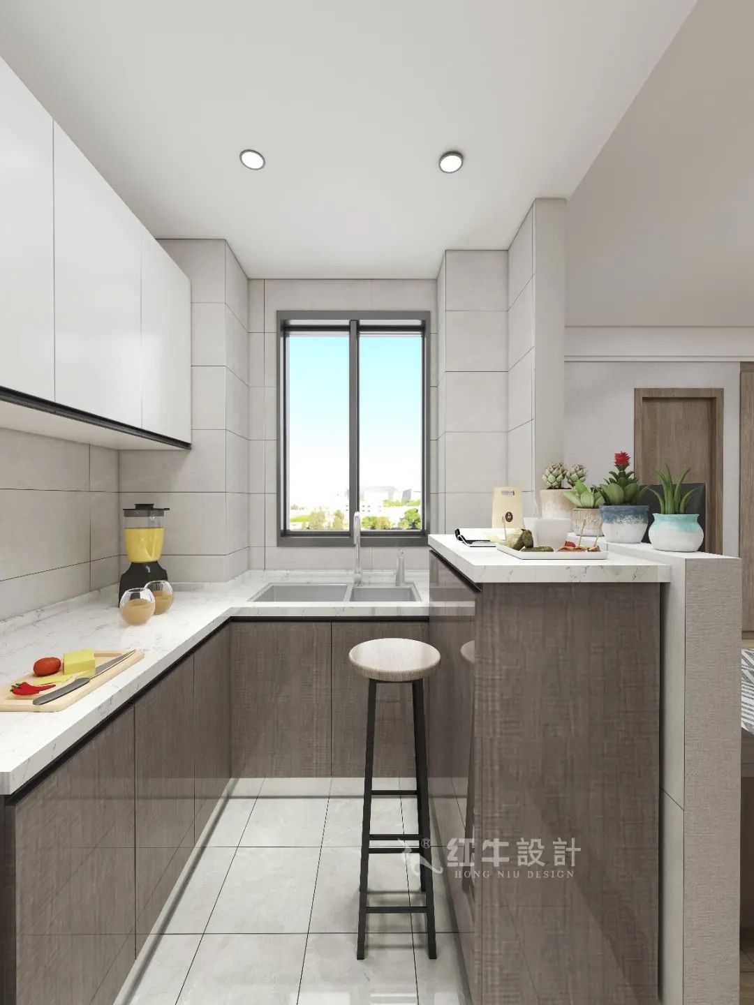 劉萍萍_花崗鴻福城132㎡現(xiàn)代簡約風(fēng)格_兩套小戶型打通變大宅，中西雙廚房+衣帽間打造品質(zhì)生活！08開放式廚房