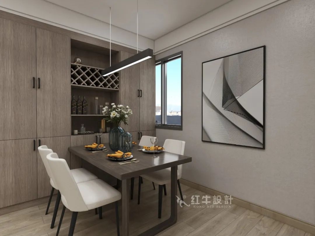劉萍萍_花崗鴻福城132㎡現(xiàn)代簡約風(fēng)格_兩套小戶型打通變大宅，中西雙廚房+衣帽間打造品質(zhì)生活！09餐廳