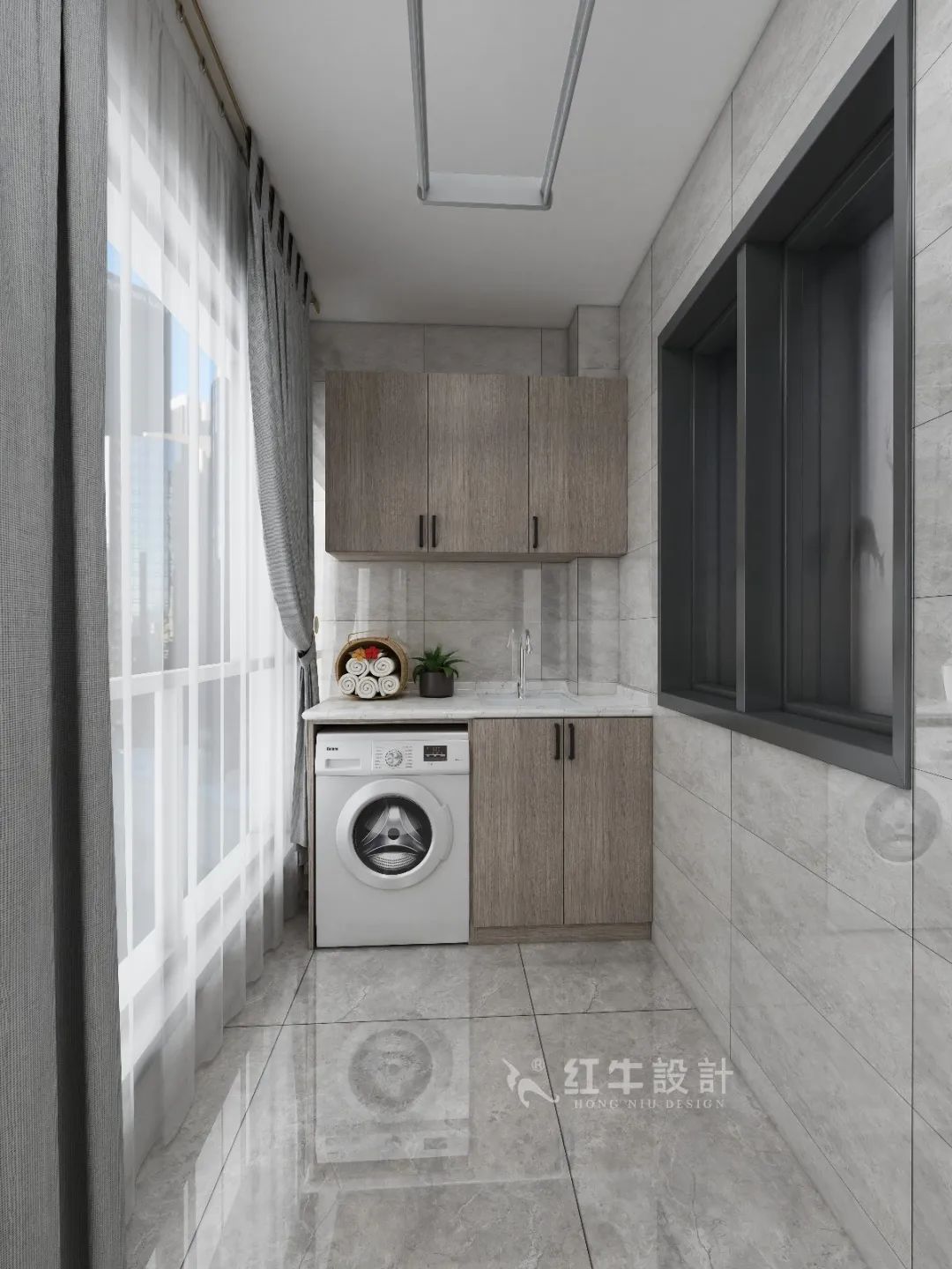 劉萍萍_花崗鴻福城132㎡現(xiàn)代簡約風(fēng)格_兩套小戶型打通變大宅，中西雙廚房+衣帽間打造品質(zhì)生活！11陽臺
