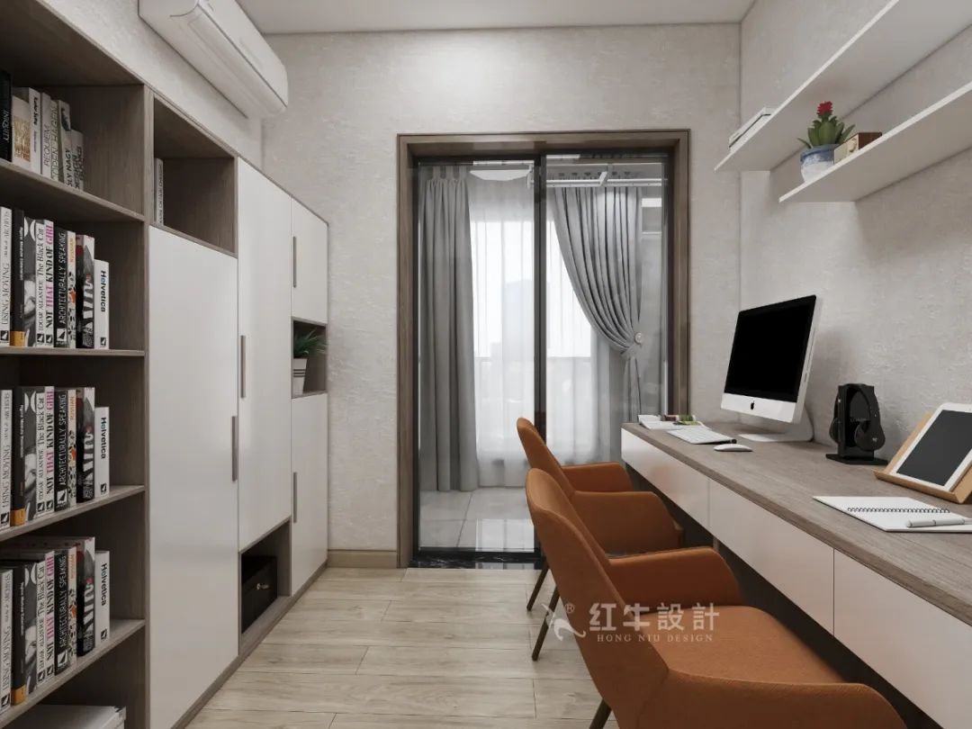 劉萍萍_花崗鴻福城132㎡現(xiàn)代簡約風(fēng)格_兩套小戶型打通變大宅，中西雙廚房+衣帽間打造品質(zhì)生活！12書房