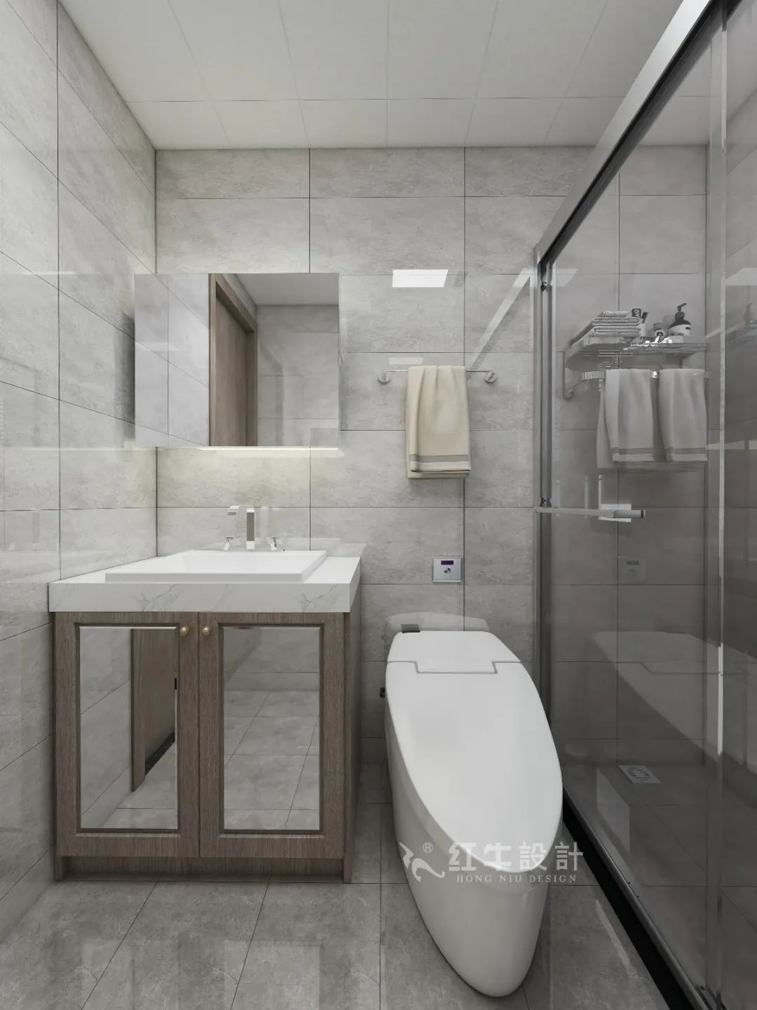 劉萍萍_花崗鴻福城132㎡現(xiàn)代簡約風(fēng)格_兩套小戶型打通變大宅，中西雙廚房+衣帽間打造品質(zhì)生活！17衛(wèi)生間