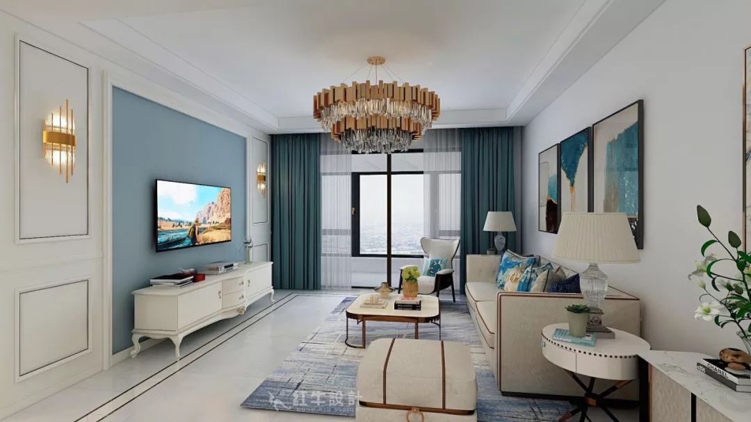 魏明花_紅牛設(shè)計(jì)--大名城 · 紫金九號118㎡輕奢風(fēng)格05效果圖欣賞_客廳