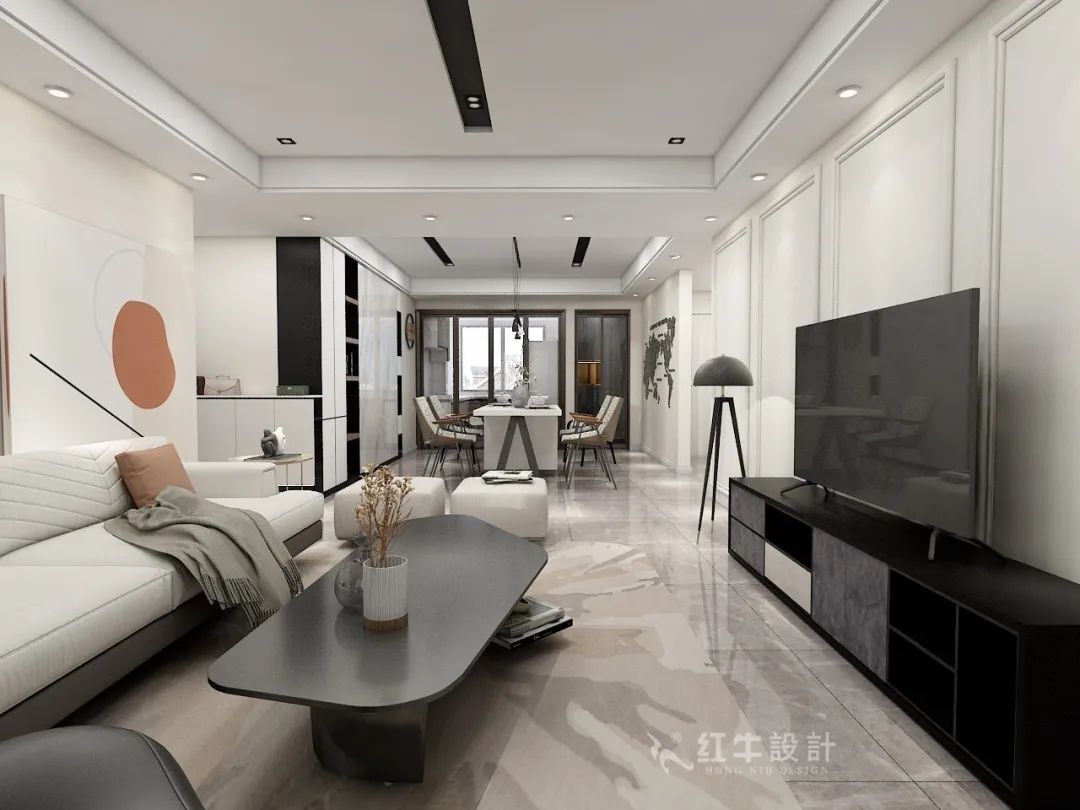 仇美蓉_紅牛設(shè)計(jì)--大名城 · 紫金九號(hào)128㎡現(xiàn)代簡約07效果圖欣賞_客餐廳