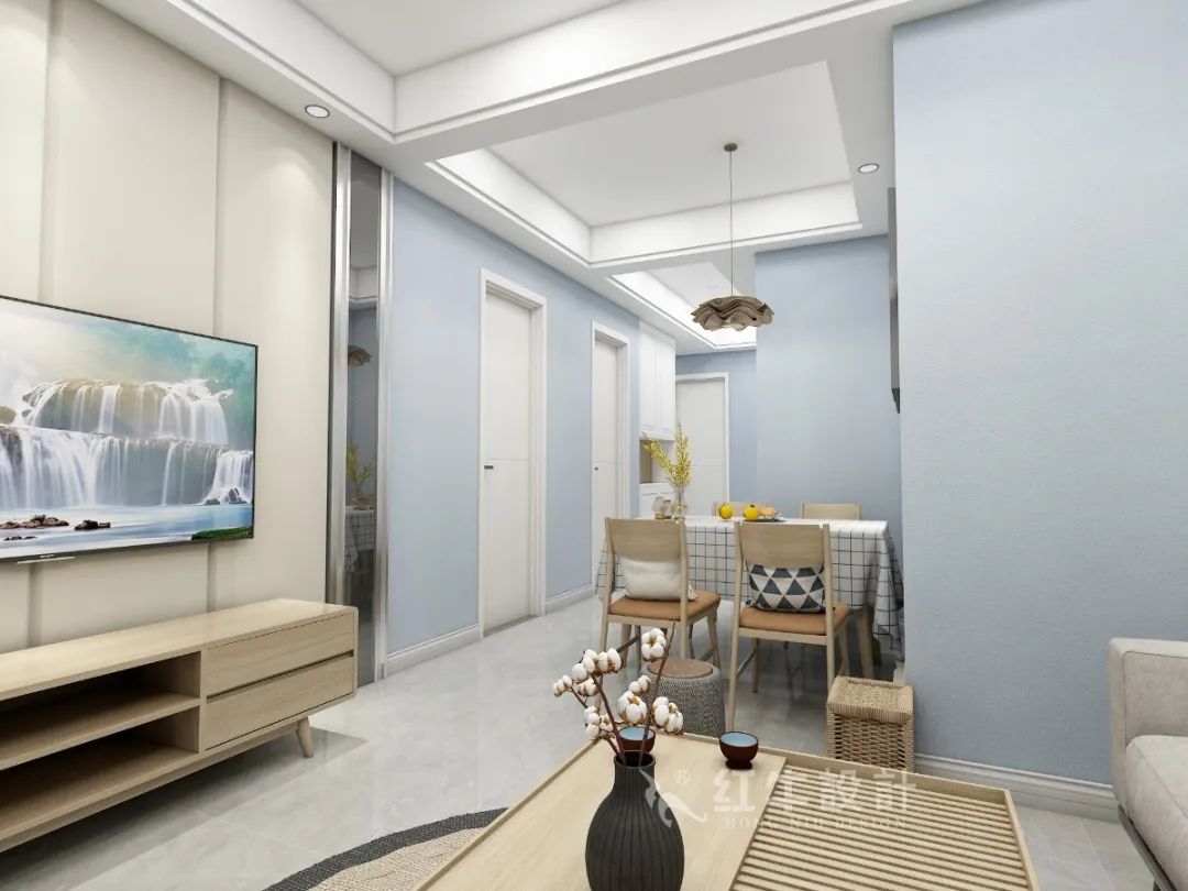 孟憲濤_紅牛設(shè)計(jì)--中垠紫金官邸109㎡（D戶型）現(xiàn)代北歐05效果圖欣賞_餐廳過道