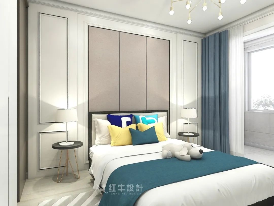 顧娟_紅牛設(shè)計--中垠紫金官邸137㎡（F戶型）輕奢風(fēng)格07效果圖欣賞_主臥