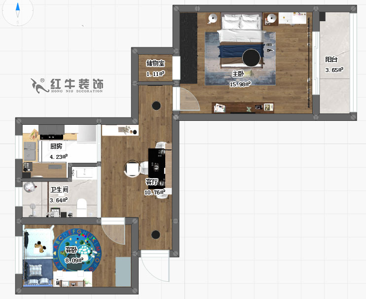 吳波_御河新村15-1-603-60㎡-現(xiàn)代風(fēng)格_平面圖