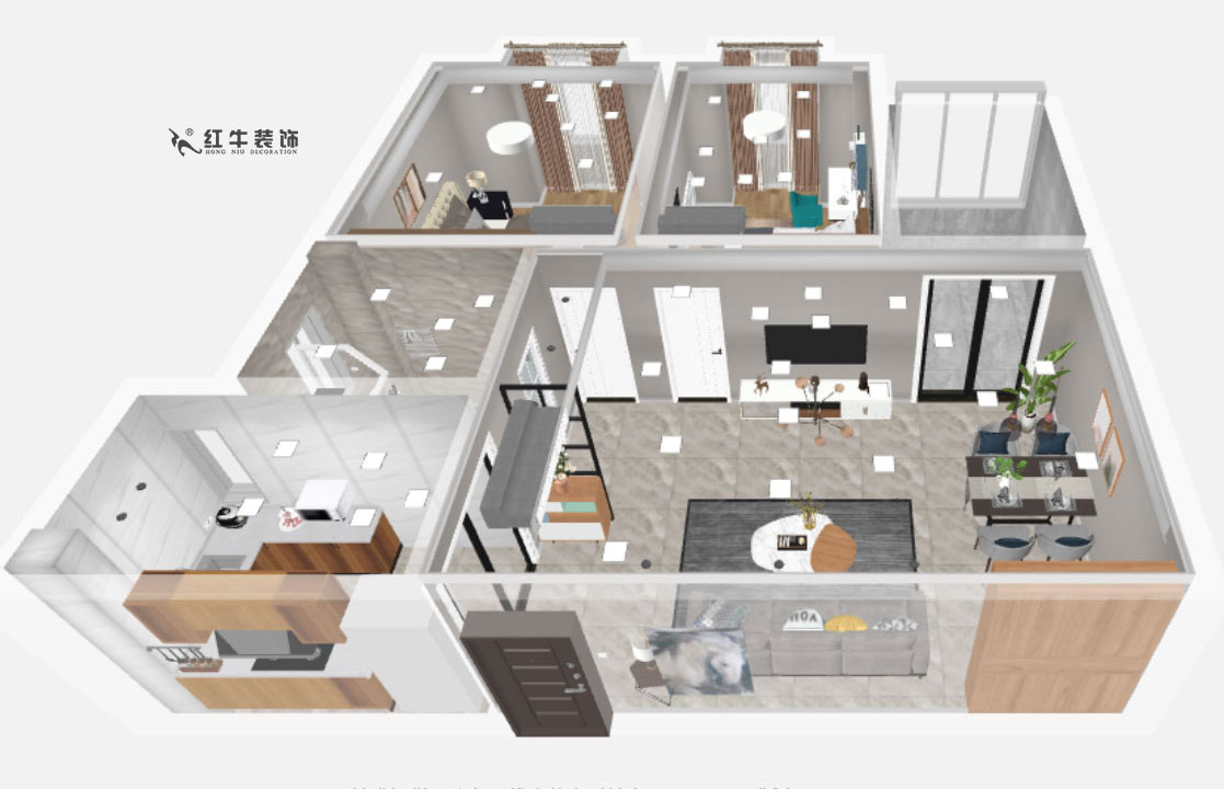 劉曉芳_青桐園12-1507-92㎡-現(xiàn)代風格_立體鳥瞰圖