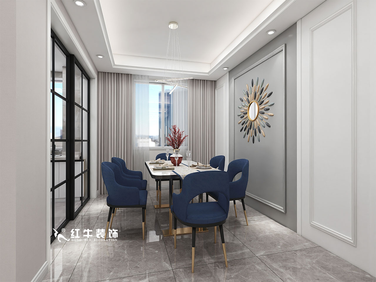 顧娟_金地都會意境118㎡現(xiàn)代風(fēng)格--弧形沙發(fā)設(shè)計，獨特有創(chuàng)意！05餐廳設(shè)計