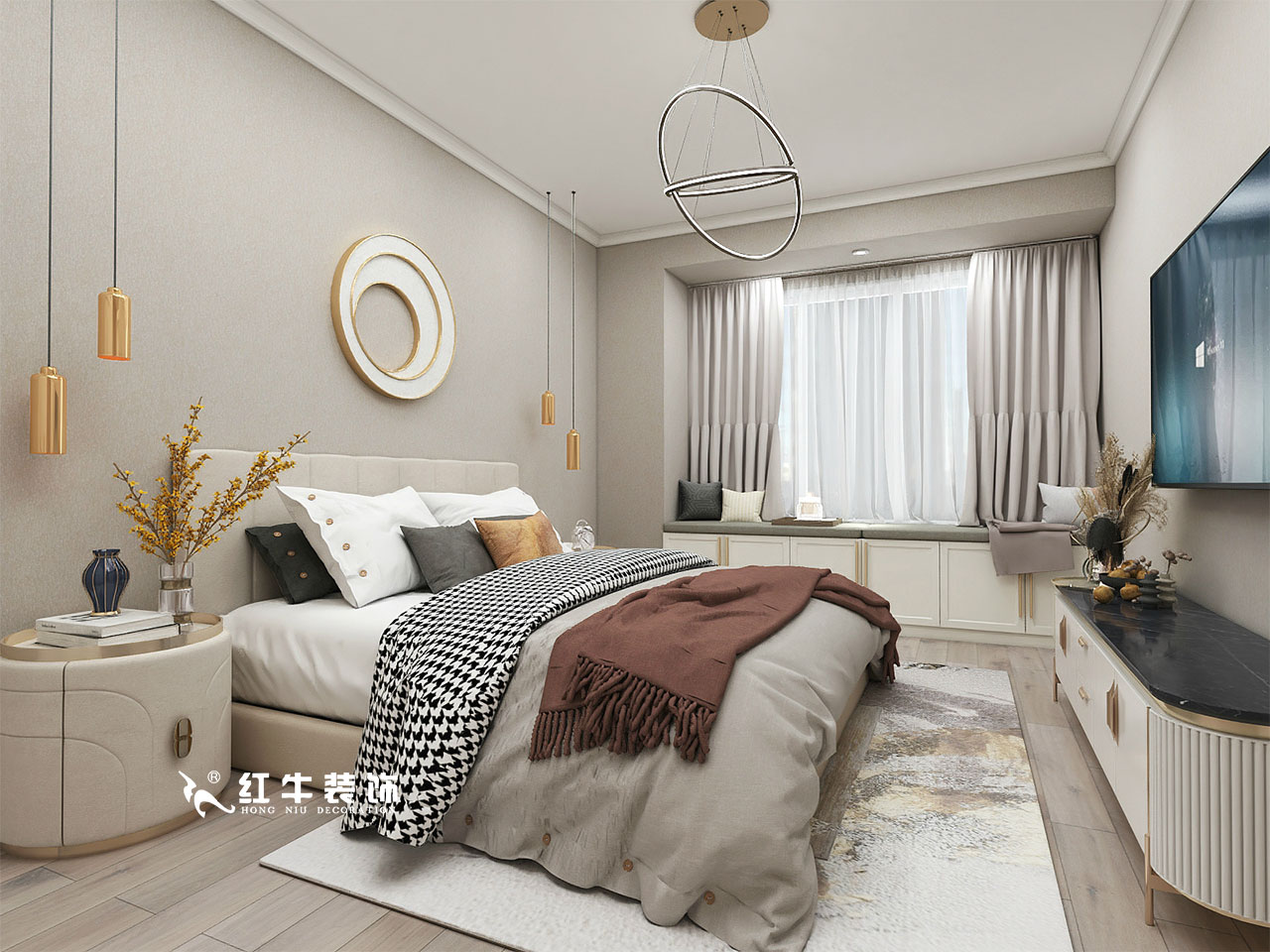 顧娟_金地都會意境118㎡現(xiàn)代風(fēng)格--弧形沙發(fā)設(shè)計，獨特有創(chuàng)意！08主臥設(shè)計