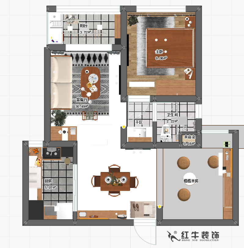 陶阳_万达东坊4-803-73㎡-现代轻奢风格_2室2厅1卫_成品家￥9