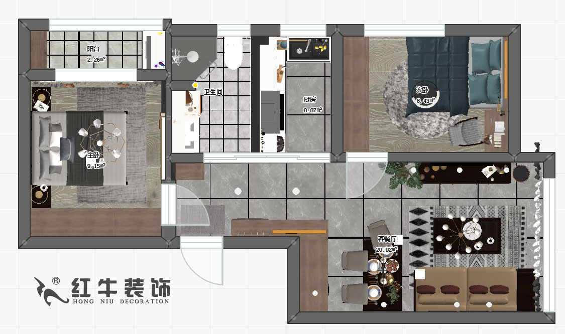 陶陽_萬達東坊4-101-70㎡-現(xiàn)代輕奢風(fēng)格00彩平圖