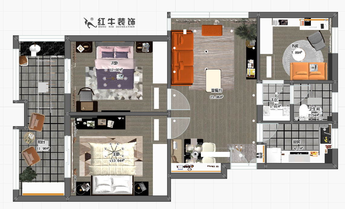 仇美蓉_朗詩萬都玲瓏樾3-4-408-92㎡-現(xiàn)代風格_3室2廳1衛(wèi)_定制家￥123952→00彩平圖