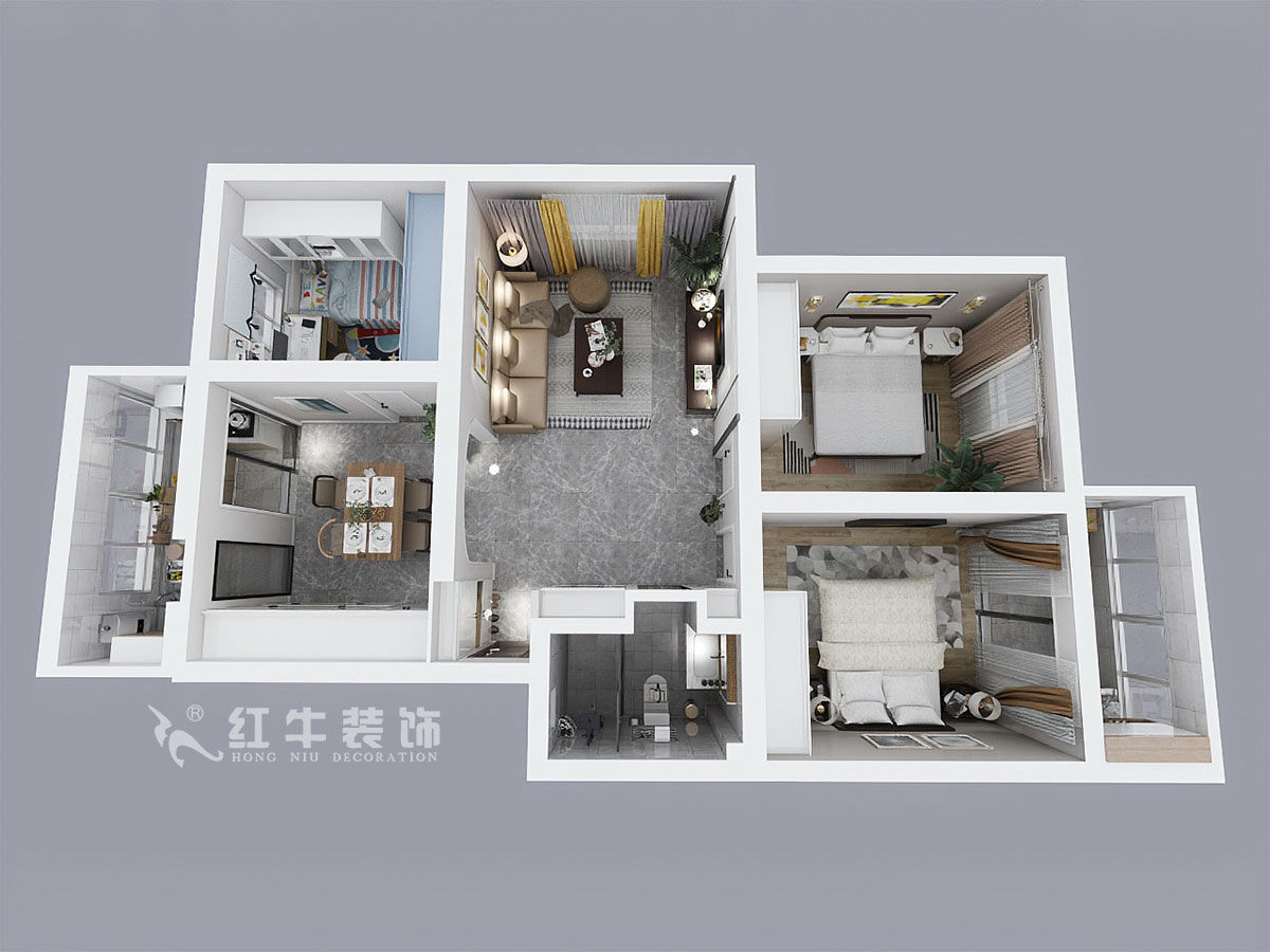 魏明花_南農(nóng)大72-101-95㎡-北歐風(fēng)格_3室2廳1衛(wèi)_成品家￥142000_全包14萬(wàn)00鳥(niǎo)瞰圖