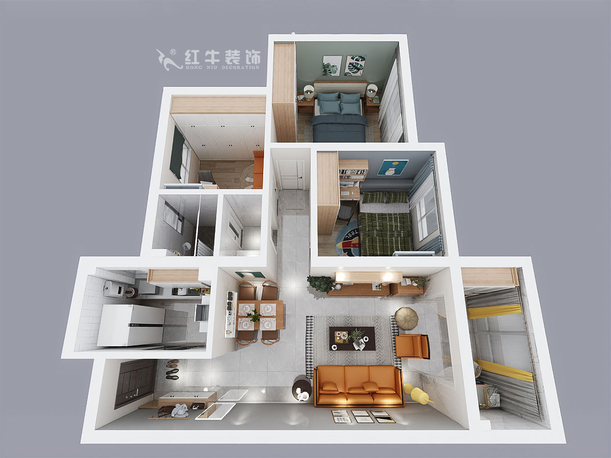 仇美蓉_石埠灣秋山苑3-1-1002-81㎡-現(xiàn)代風格_3室1廳1衛(wèi)_成品家￥100379→00鳥瞰圖