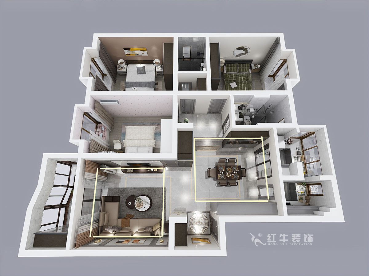 郭志成_楓丹白露24-202-130㎡-輕奢簡美風(fēng)格_3室2廳2衛(wèi)（老房裝修）_定制家￥201600_00_04鳥瞰圖