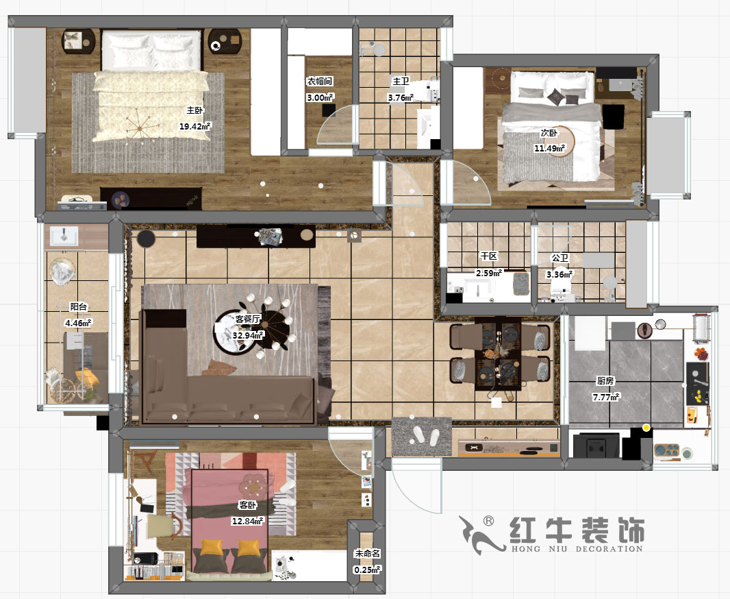 郭志成_宏圖上水園25-1104-130㎡-現(xiàn)代簡約風格_3室2廳2衛(wèi)（老房裝修）_定制家￥134817