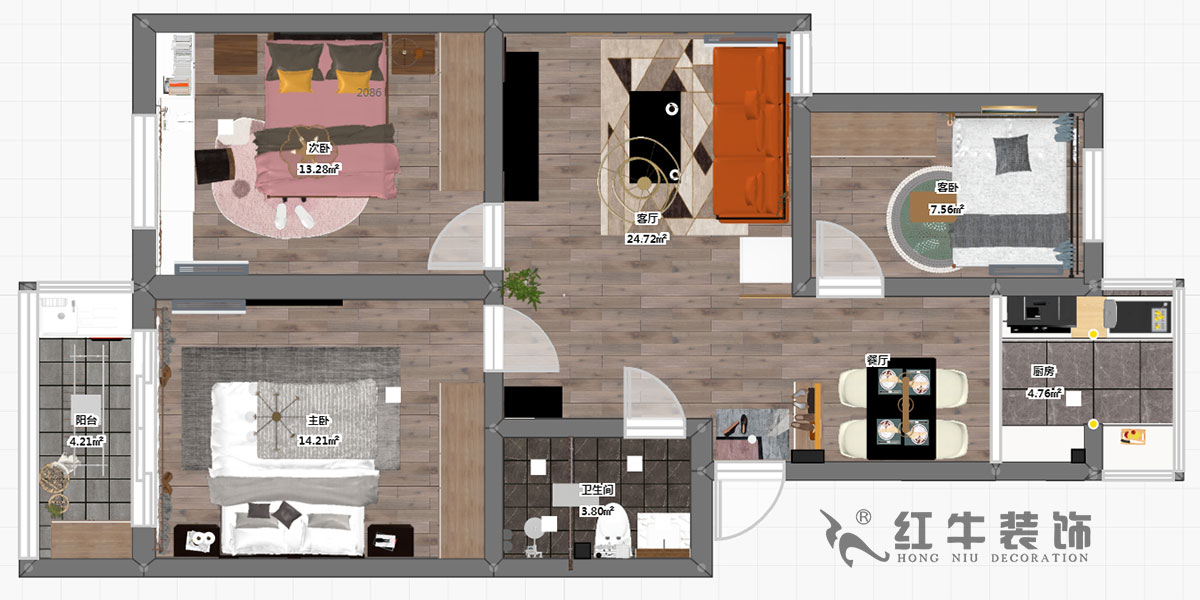 劉萍萍_寧西公寓2-404-90㎡-現(xiàn)代風(fēng)格_3室2廳1衛(wèi)（老房裝修）_成品家￥108140_全包10