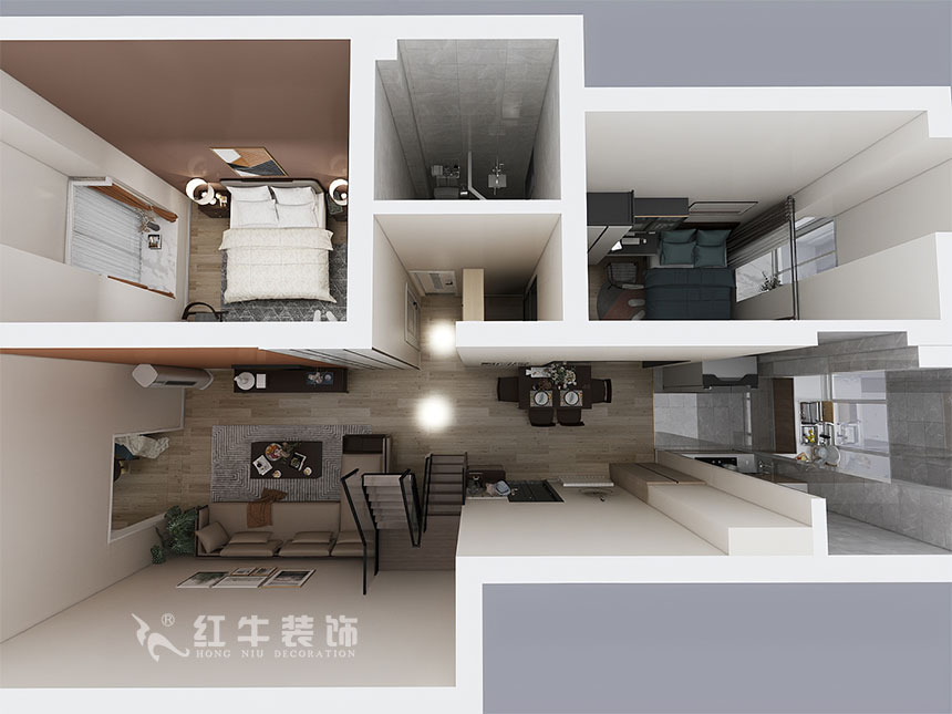 陶陽_金陵名人居1-8號-602-120㎡-現(xiàn)代簡約風格_3室2廳2衛(wèi)（二手房裝修）_定制家￥129560_全包13萬00_07鳥瞰圖一樓