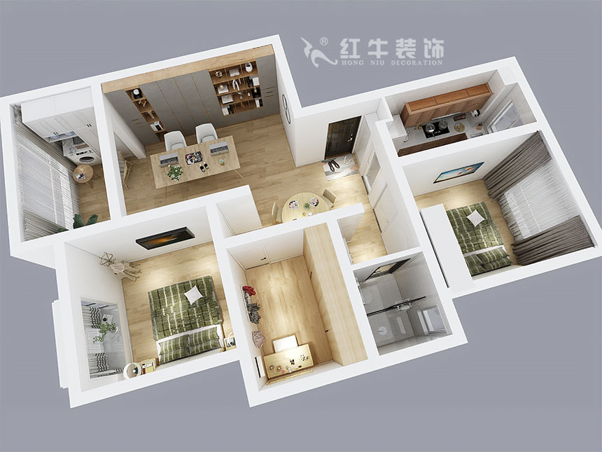 魏利利_津橋華府82㎡現(xiàn)代簡(jiǎn)約｜顛覆傳統(tǒng)客廳，即是休閑書(shū)吧又是影院03鳥(niǎo)瞰圖