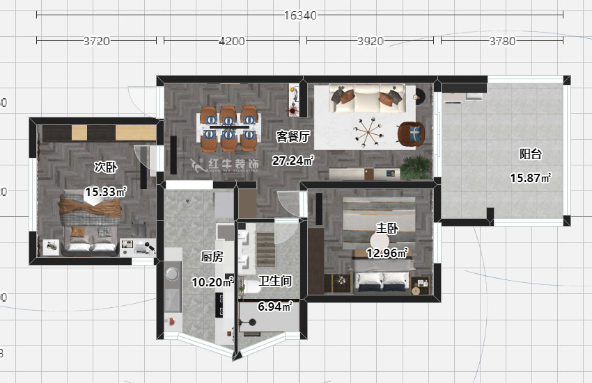 劉曉芳_21世紀現(xiàn)代城28-106-97㎡-現(xiàn)代風格_2室2廳1衛(wèi)（老房裝修）_定制家￥126500_全包14