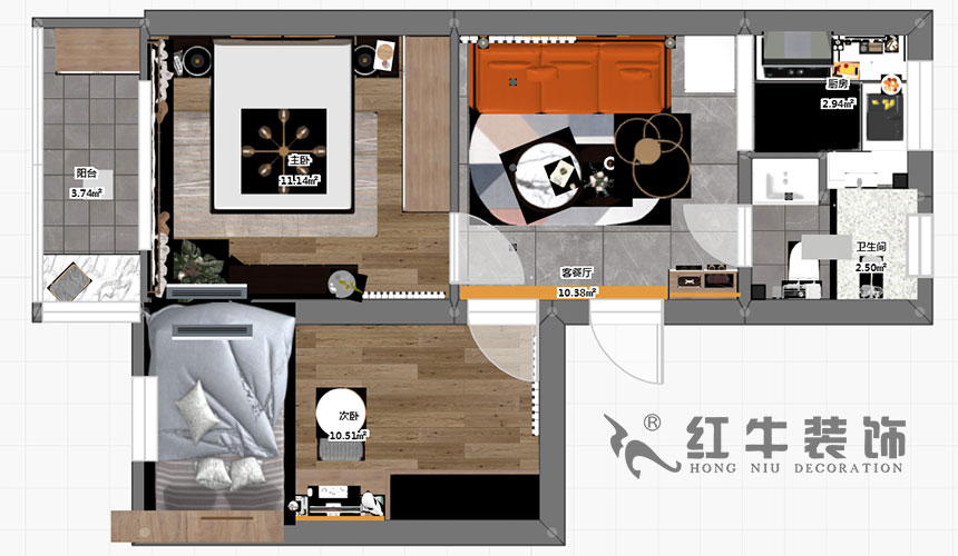 孟憲濤_北秀村22號(hào)3-702-60㎡-現(xiàn)代風(fēng)格_2室1廳1衛(wèi)（二手房裝修）_定制家￥89500_全包9萬(wàn)00_03彩平圖