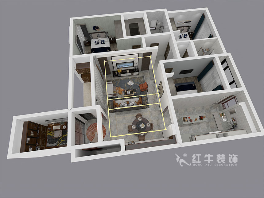 魏利利_北江豪庭48-104-130㎡-美式輕奢風格_3室2廳2衛(wèi)（毛坯裝修）_定制家￥205685_全包20萬00_04鳥瞰圖