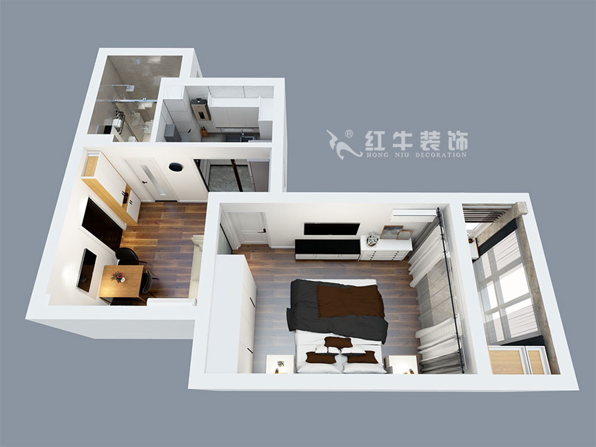 張智猿_銀龍四期11棟2-706-42㎡-現(xiàn)代簡(jiǎn)約風(fēng)格_1室1廳1衛(wèi)（老房裝修）_定制家￥79453_全包8萬00_04鳥瞰圖