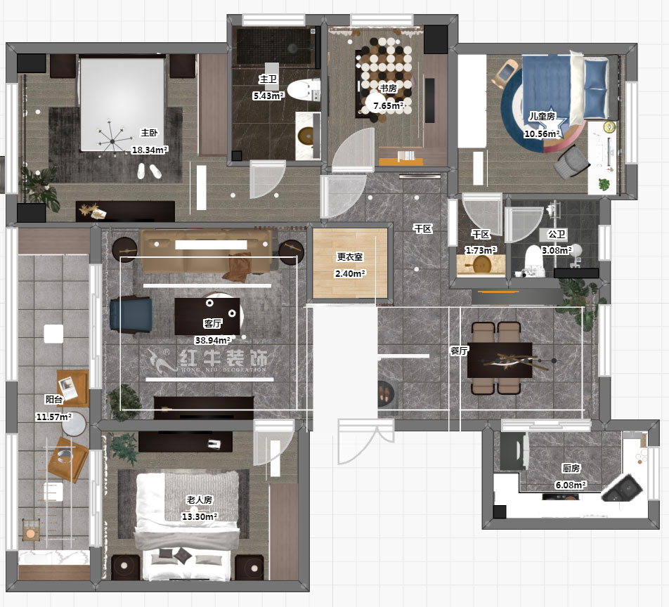 吳波|綠城玫瑰園24-3-406-145㎡-現(xiàn)代風(fēng)格|4室2廳1衛(wèi)|新房裝修|定制家¥163724|全包16