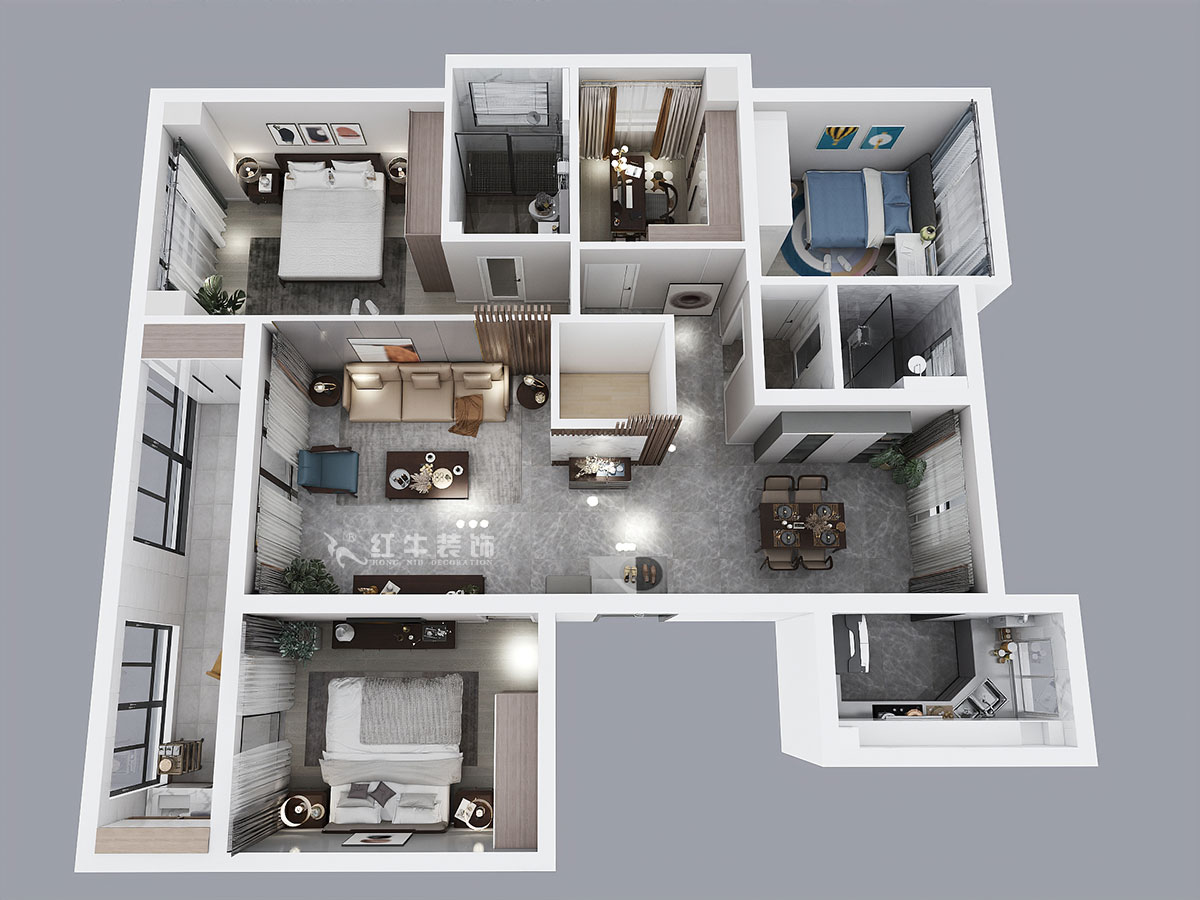 吳波|綠城玫瑰園24-3-406-145㎡-現(xiàn)代風(fēng)格|4室2廳1衛(wèi)|新房裝修|定制家¥163724|全包16