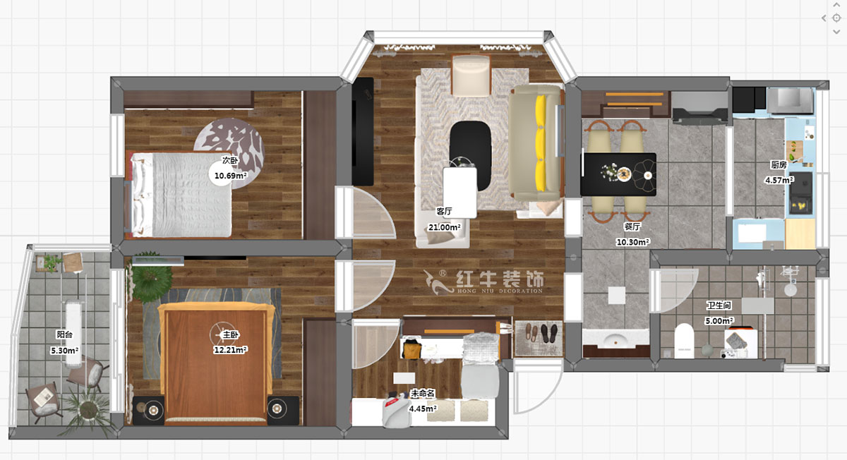 朱彥｜龍蟠花苑2-5-302-86㎡-簡約風(fēng)格｜3室2廳1衛(wèi)｜老房裝修｜定制家￥97500｜全包10萬｜00_03彩平圖
