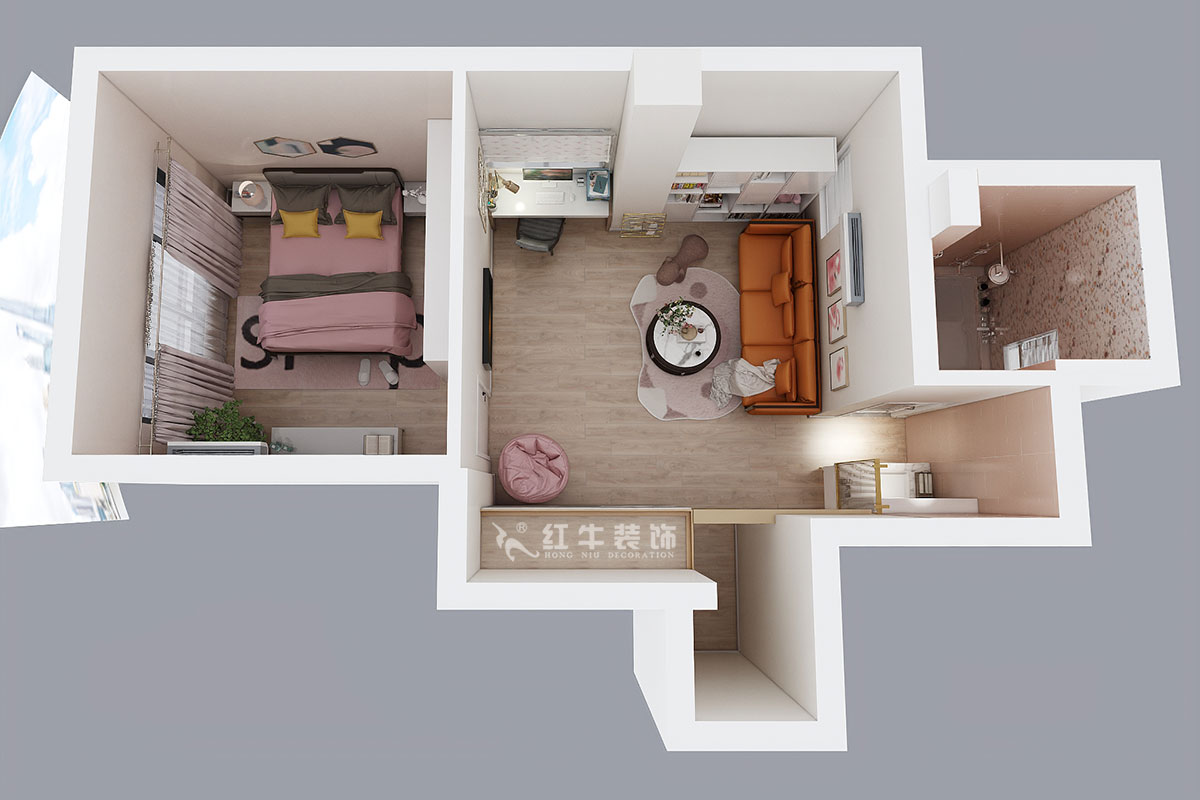 蔣?。魅A龍樾2-6-312-106㎡-簡約風(fēng)格｜小復(fù)式｜2室2廳2衛(wèi)｜二新房裝修｜成品家￥162999｜全包15萬｜00_08二樓鳥瞰圖