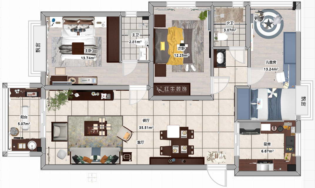 劉小勇|映月溪山3-1305-119㎡-新中式風格|3室2廳2衛(wèi)|新房裝修|定制家¥159000|全包15
