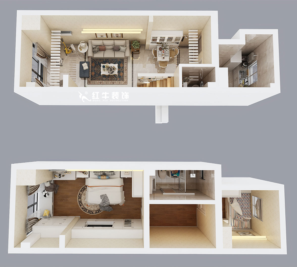 朱彥｜萬(wàn)科金色里程8-706-70㎡-簡(jiǎn)歐風(fēng)格｜復(fù)式35+35㎡｜2室2廳1衛(wèi)｜定制家￥120000｜全包12萬(wàn)｜00_06鳥(niǎo)瞰圖