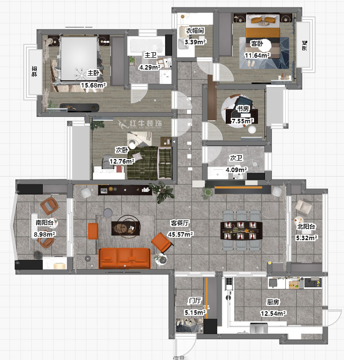 吳波｜雅居樂濱江國際2-2-1706-178㎡-現(xiàn)代風(fēng)格｜大戶型平層｜4室2廳2衛(wèi)｜新房裝修｜定制家￥206091｜全包20