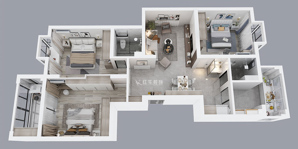 魏明花｜御道嘉庭7-1-402-132㎡-現(xiàn)代簡(jiǎn)約風(fēng)格｜3室2廳2衛(wèi)｜新房裝修｜定制家￥218358｜全包21