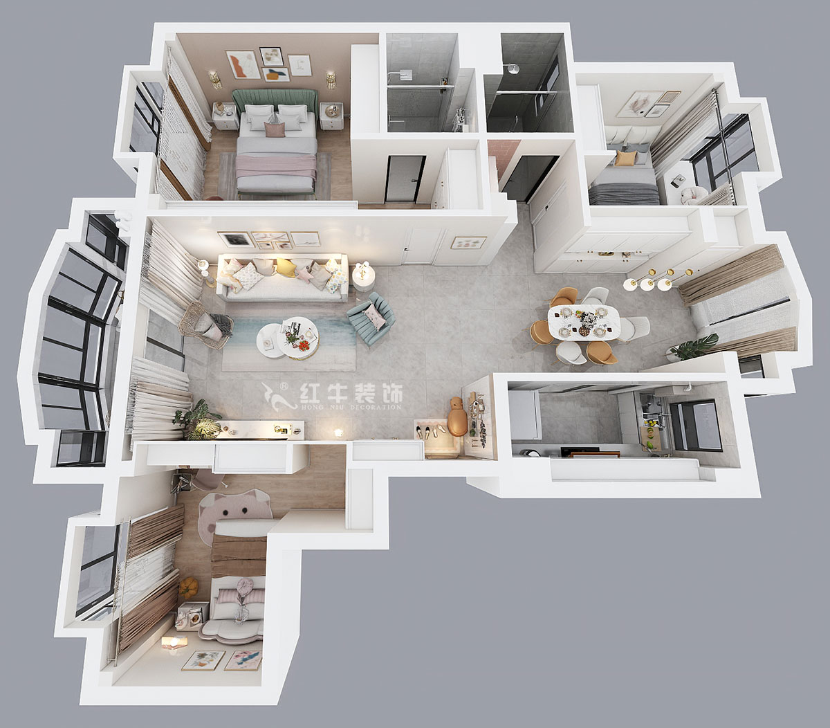 魏明花｜明發(fā)濱江新城240-1-802-118㎡-現(xiàn)代簡約風格｜3室2廳2衛(wèi)｜二手房裝修｜定制家￥183000｜全包18