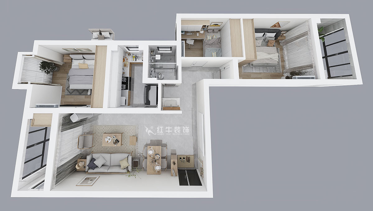 仇美蓉｜御道嘉庭1-1-801-90㎡-簡(jiǎn)約風(fēng)格｜2室2廳1衛(wèi)｜新房裝修｜定制家￥112797｜全包11萬(wàn)｜00_04鳥(niǎo)瞰圖