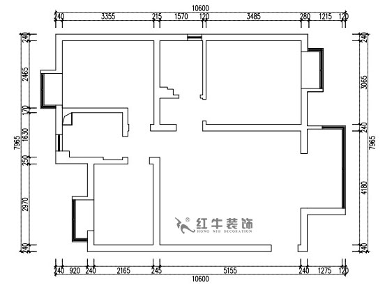 張桐瑋｜江雁依山郡23-901-76㎡-現(xiàn)代簡(jiǎn)約風(fēng)格｜3室1廳1衛(wèi)｜舊房改造｜定制家￥93180｜全包10萬(wàn)｜00_01原始結(jié)構(gòu)圖