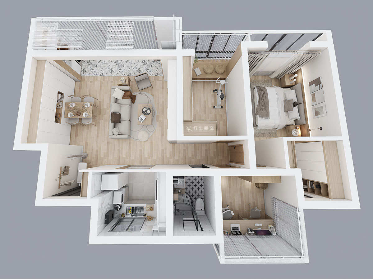 劉萍萍｜招商語(yǔ)山苑5-1-602-98㎡-日式風(fēng)格｜3室2廳1衛(wèi)｜老房裝修｜定制家￥110000｜全包13