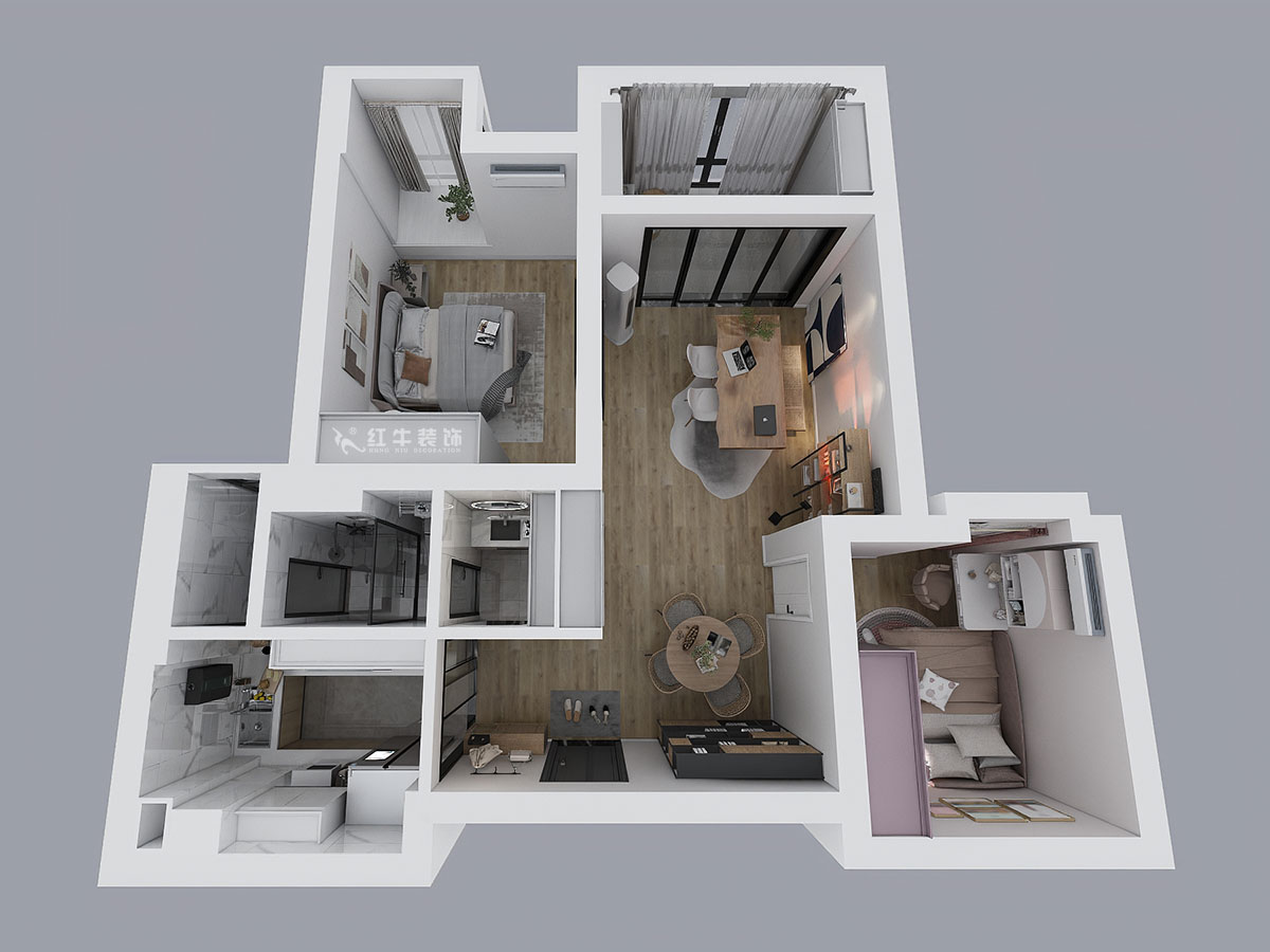 仇美蓉｜金陵灣南區(qū)1-3-502-99㎡-簡(jiǎn)約風(fēng)格｜2室2廳1衛(wèi)｜新房裝修｜定制家｜全包12萬(wàn)｜00_04鳥(niǎo)瞰圖