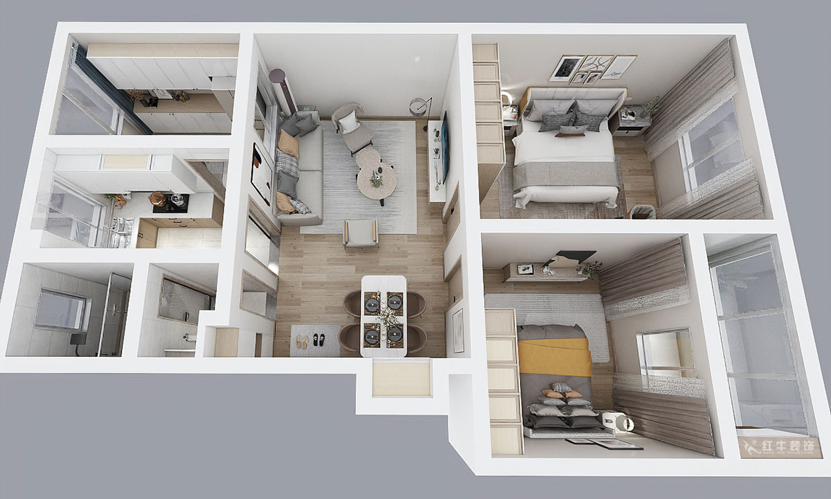 顧娟｜苜蓿園大街238號4-3-507-86㎡-北歐風格｜3室2廳1衛(wèi)｜舊房裝修｜定制家｜全包12