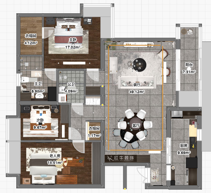 蔣?。┞∶舾?2-1-301-160㎡-中式風(fēng)格｜3室2廳2衛(wèi)｜舊房裝修｜定制家｜全包22萬｜00_03平面彩圖